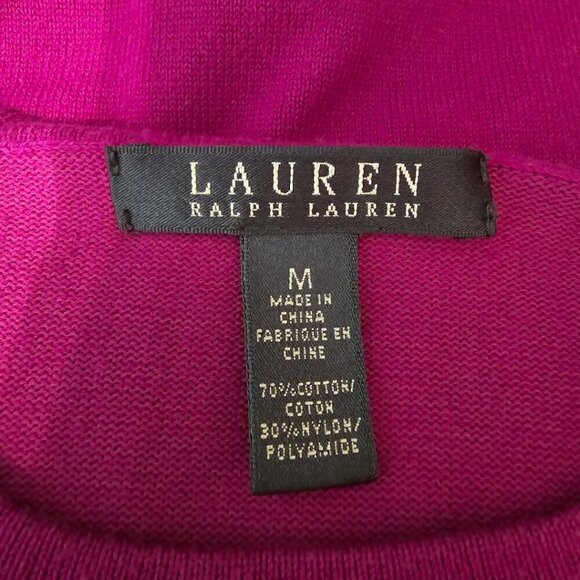 Ralph Lauren Purple Colorblock Zip Shoulder Long Sleeve Sweater Sz M - Picture 7 of 8